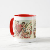 Vintage Valentine, Viktorianische Engel Cherubs He Tasse (Vorderseite Links)