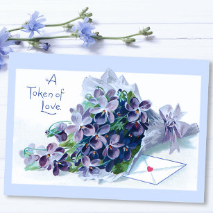 Vintage Valentine-Violette und Begrüßung Feiertagskarte