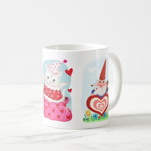 Vintage Valentine Whimsical Retro Trio Kaffeetasse (VorderseiteRechts)