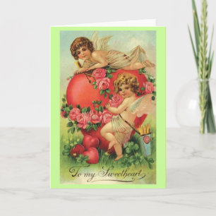 Vintage Valentinekarte mit Amoren Feiertagskarte