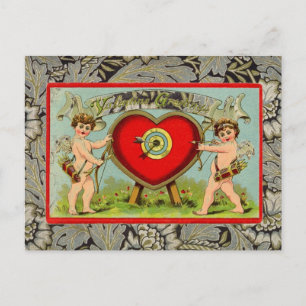 Vintage Valentinenkörnchen mit Herz und Pfeil Feiertagspostkarte