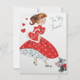 Vintage Valentinerherzen für Freundinnen Feiertagskarte