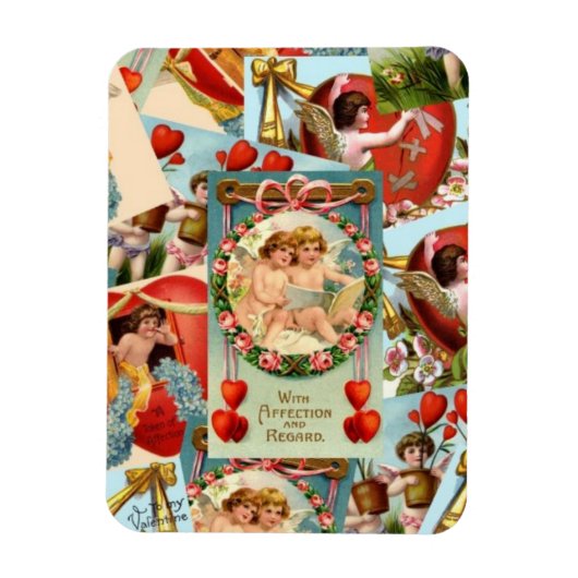 Vintage Valentinerkollage Magnet (Vertikal)