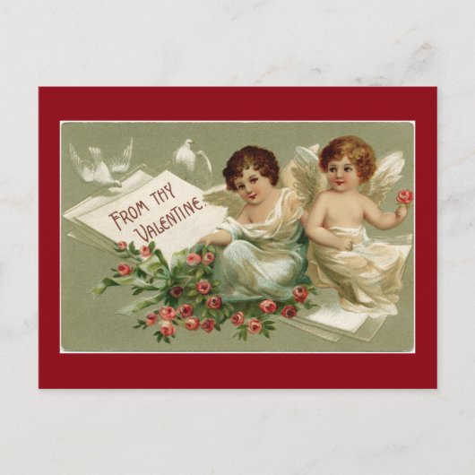 Vintage Valentinerkuppen und -tauben Feiertagspostkarte (Vorderseite)