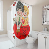 Vintage Valentinerrot-weißer Duschvorhang (Beispiel)