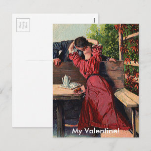 Vintage Valentines Couple Kissing Card Feiertagspostkarte