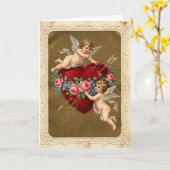 Vintage Valentines Cupid Heart Card Karte (Gelbe Blume)