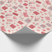 Vintage Valentine's Day Pink Roses Letters Geschenkpapier (Ecke)