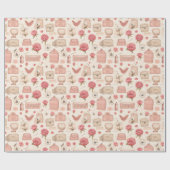 Vintage Valentine's Day Pink Roses Stamps Geschenkpapier (Flach)