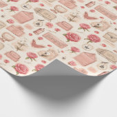 Vintage Valentine's Day Pink Roses Stamps Geschenkpapier (Ecke)