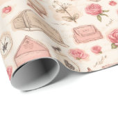 Vintage Valentine's Day Pink Roses Stamps Geschenkpapier (Rolleneckpunkt)