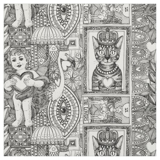 Vintage valentinische Kitsch-Halbperle Stoff (Muster)