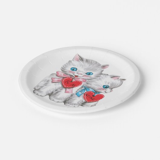 Vintage Valentinpapier-Teller Pappteller (Schrägansicht)