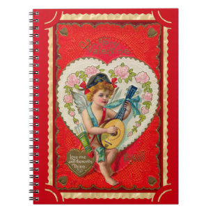 Vintage Valentins-Cupid-Kunst Musical Notizblock