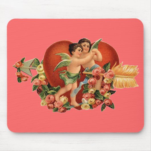 Vintage-Valentins-Engelchen Mousepad (Vorne)
