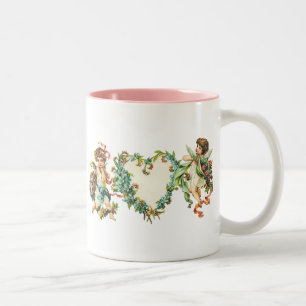 Vintage-Valentins-Engelchen Zweifarbige Tasse