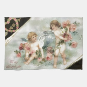 Vintage-Valentinsengel Küchentuch