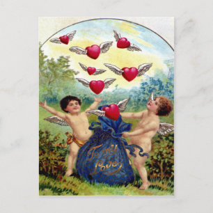 Vintage-Valentinsengelchen Feiertagspostkarte