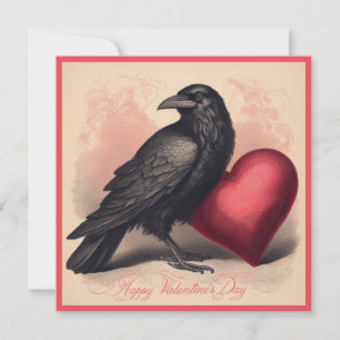 Vintage-Valentinsgruß-Karte mit Krähe im Gothic-St Karte
