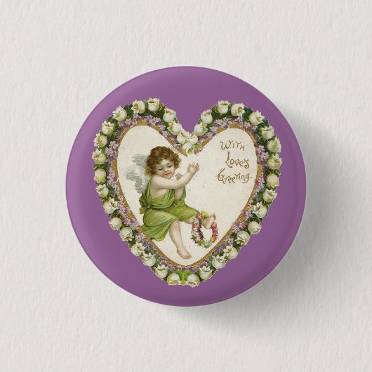 Vintage-Valentinsherz Button (Vorderseite)