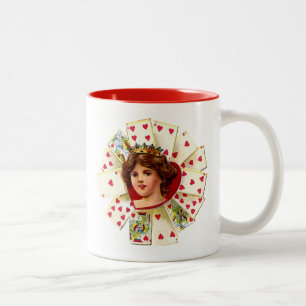 Vintage Valentinskarte Herzenskönigin Zweifarbige Tasse