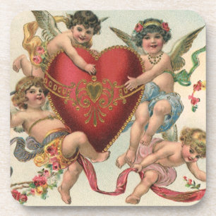 Vintage Valentinskarten, viktorianische Engel Cher Untersetzer