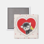 Vintage Valentinskatze Magnet (Vorderseite/Rückseite)