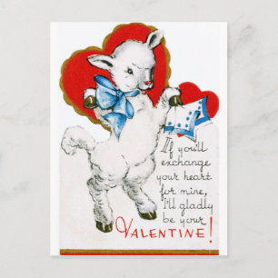 Vintage-Valentinslamm Feiertagspostkarte