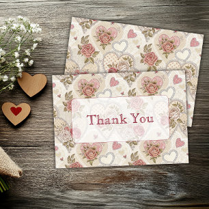 Vintage Valentinsrose Herz Baby Shower Danke Karte