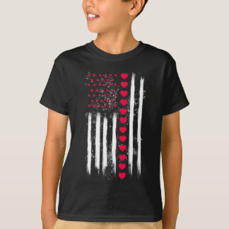Vintage Valentinstag Amerikanische Flagge Herz Per T-Shirt