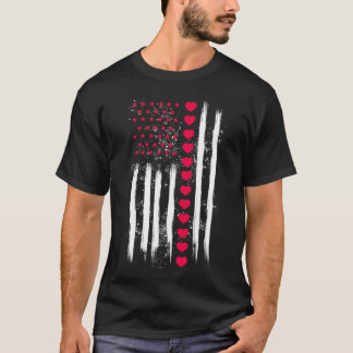Vintage Valentinstag Amerikanische Flagge Herz Per T-Shirt