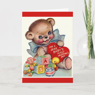 Vintage Valentinstag Baby's 1. Valentinstag Feiertagskarte
