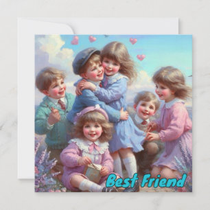 Vintage Valentinstag  ~ BESTER FREUND ~ Kinder ~ Feiertagskarte