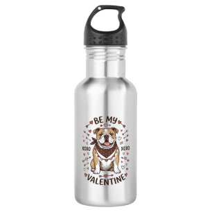 Vintage-Valentinstag-Bulldogge-XOXO-Shirt-Design_1 Edelstahlflasche