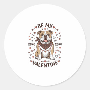 Vintage-Valentinstag-Bulldogge-XOXO-Shirt-Design_1 Runder Aufkleber