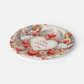 Vintage Valentinstag Cherub Engel  Pappteller (Schrägansicht)