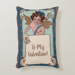 Vintage Valentinstag, Cherub mit Liebesbriefen Dekokissen