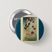 Vintage Valentinstag, Cherub mit Magnetherzen Button (Vorne & Hinten)
