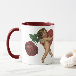 Vintage Valentinstag Cherub und viktorianische Ros Tasse