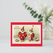 Vintage Valentinstag-Clowns Postkarte (Stehend Vorderseite)