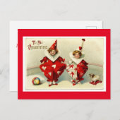 Vintage Valentinstag-Clowns Postkarte (Vorne/Hinten)