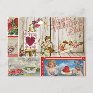 Vintage Valentinstag-Collage - Engel, Herzen Feiertagspostkarte