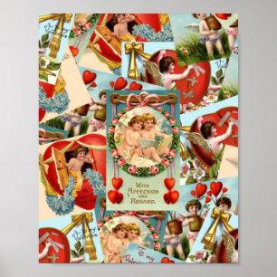 Vintage-Valentinstag-Collage Poster