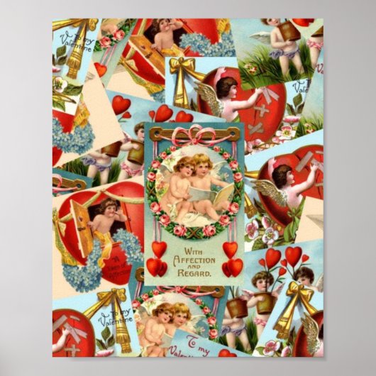 Vintage-Valentinstag-Collage Poster (Vorne)
