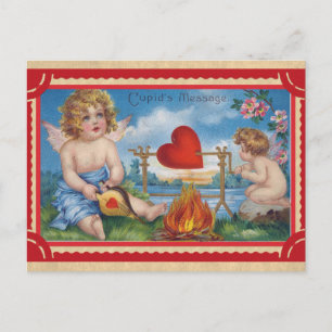 Vintage Valentinstag-Cupid-Botschaft Postkarte