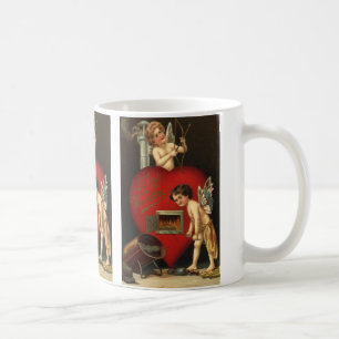 Vintage Valentinstag Cupid, Engel Brennende Liebe Kaffeetasse