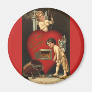 Vintage Valentinstag Cupido, Engel Brennende Liebe Magnet