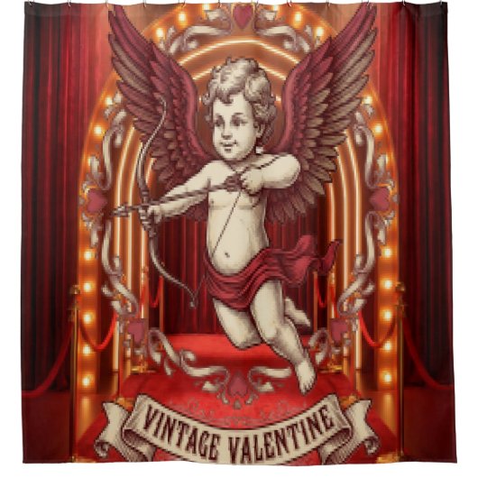 Vintage Valentinstag Duschvorhang (Vorderseite)