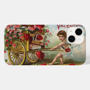Vintage Valentinstag Engel, Wagen der Liebesherzen Case-Mate iPhone 14 Hülle