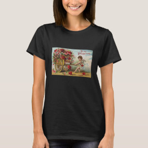 Vintage Valentinstag Engel, Wagen der Liebesherzen T-Shirt